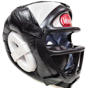 MORGAN LEATHER HEAD GUARD WITH ABX PLASTIC REMOVABLE GRILL